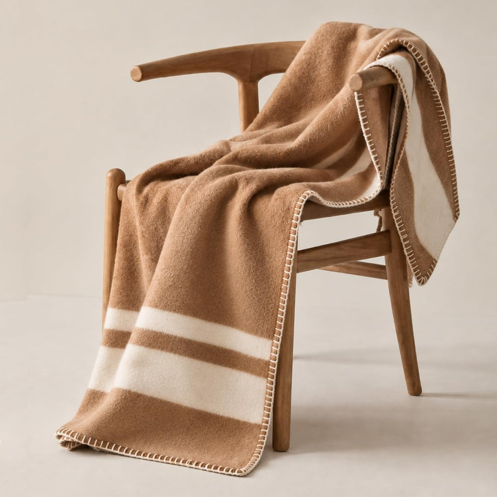 Preston Lane Highrise Throw Blanket, 50 x 70 in, Soft Cotton Blend - Camel