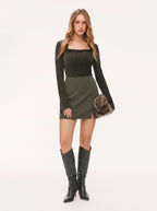 CIDER Mini Skirt High Waist Split Party Basic A Line Skirt