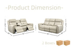 Brown Top Grain Leather Power Recliner Sofa Couch Set with USB Port.