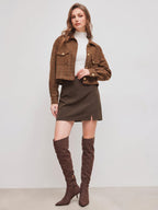 CIDER Mini Skirt High Waist Split Party Basic A Line Skirt