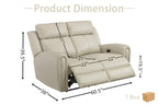 Brown Top Grain Leather Power Recliner Sofa Couch Set with USB Port.