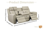 Brown Top Grain Leather Power Recliner Sofa Couch Set with USB Port.