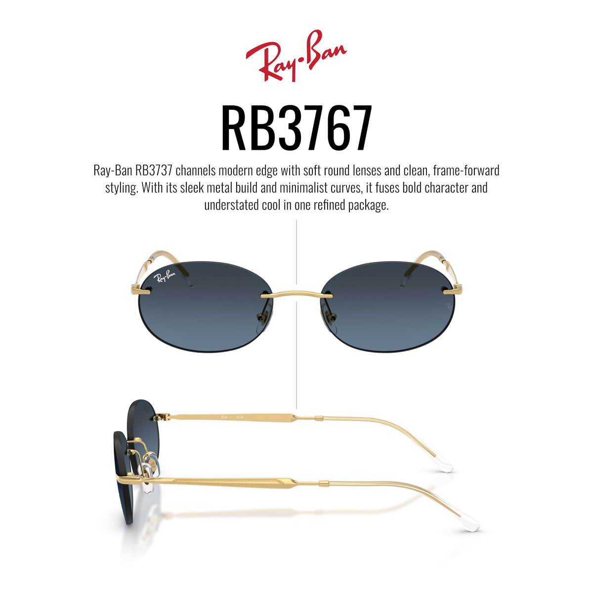 Ray-Ban Rb3767 Oval Sunglasses for Men for Women