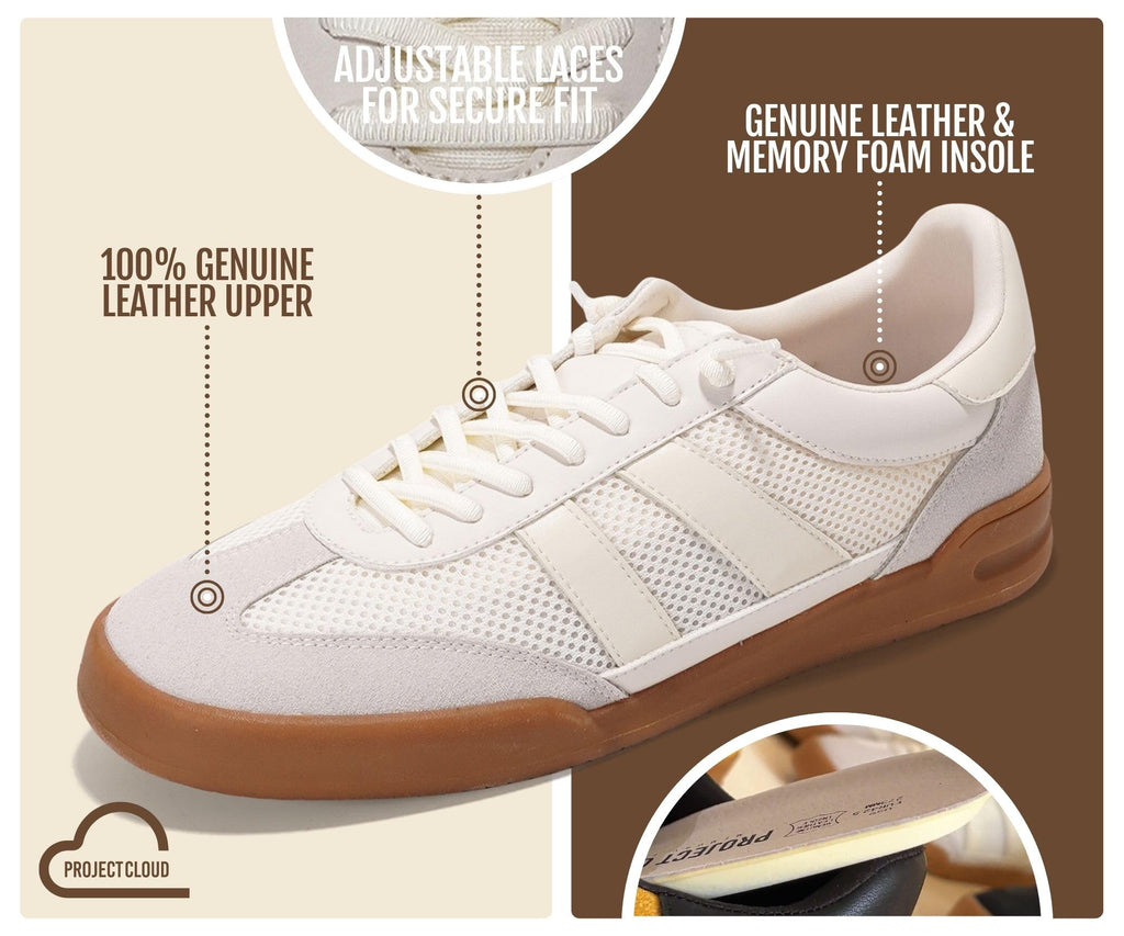 Project Cloud 100% Genuine Leather Sneakers for Men Easy Slip-on Mens Shoes