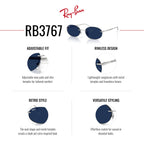Ray-Ban Rb3767 Oval Sunglasses for Men for Women