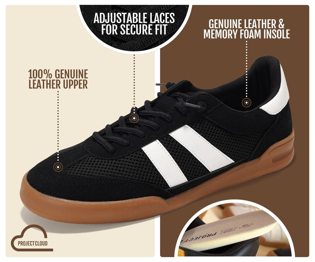 Project Cloud 100% Genuine Leather Sneakers for Men Easy Slip-on Mens Shoes
