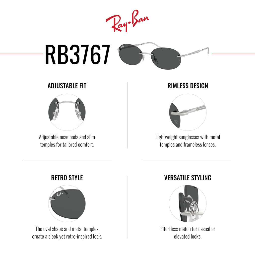 Ray-Ban Rb3767 Oval Sunglasses for Men for Women
