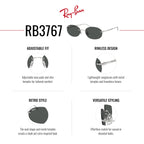 Ray-Ban Rb3767 Oval Sunglasses for Men for Women