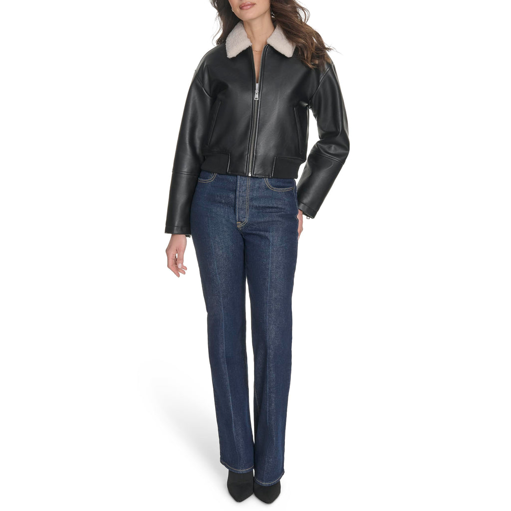 Levi's Women's Faux Leather Bomber With Laydown Collar