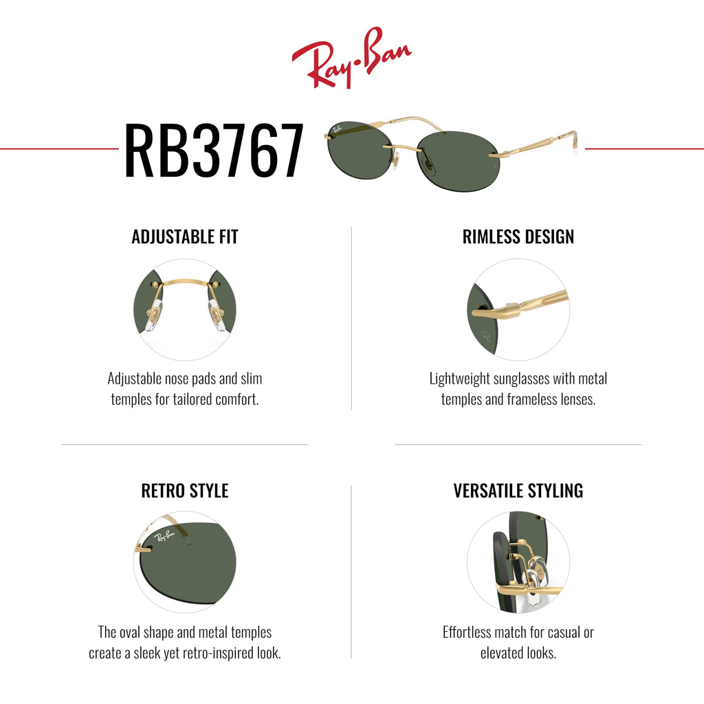 Ray-Ban Rb3767 Oval Sunglasses for Men for Women