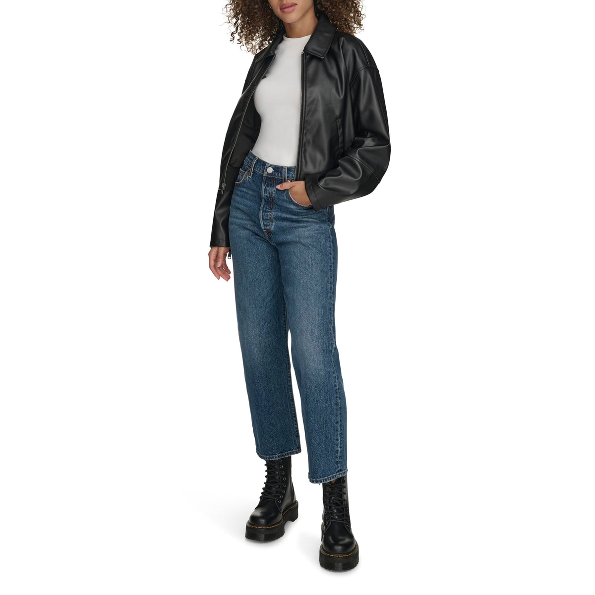 Levi's Women's Faux Leather Bomber With Laydown Collar