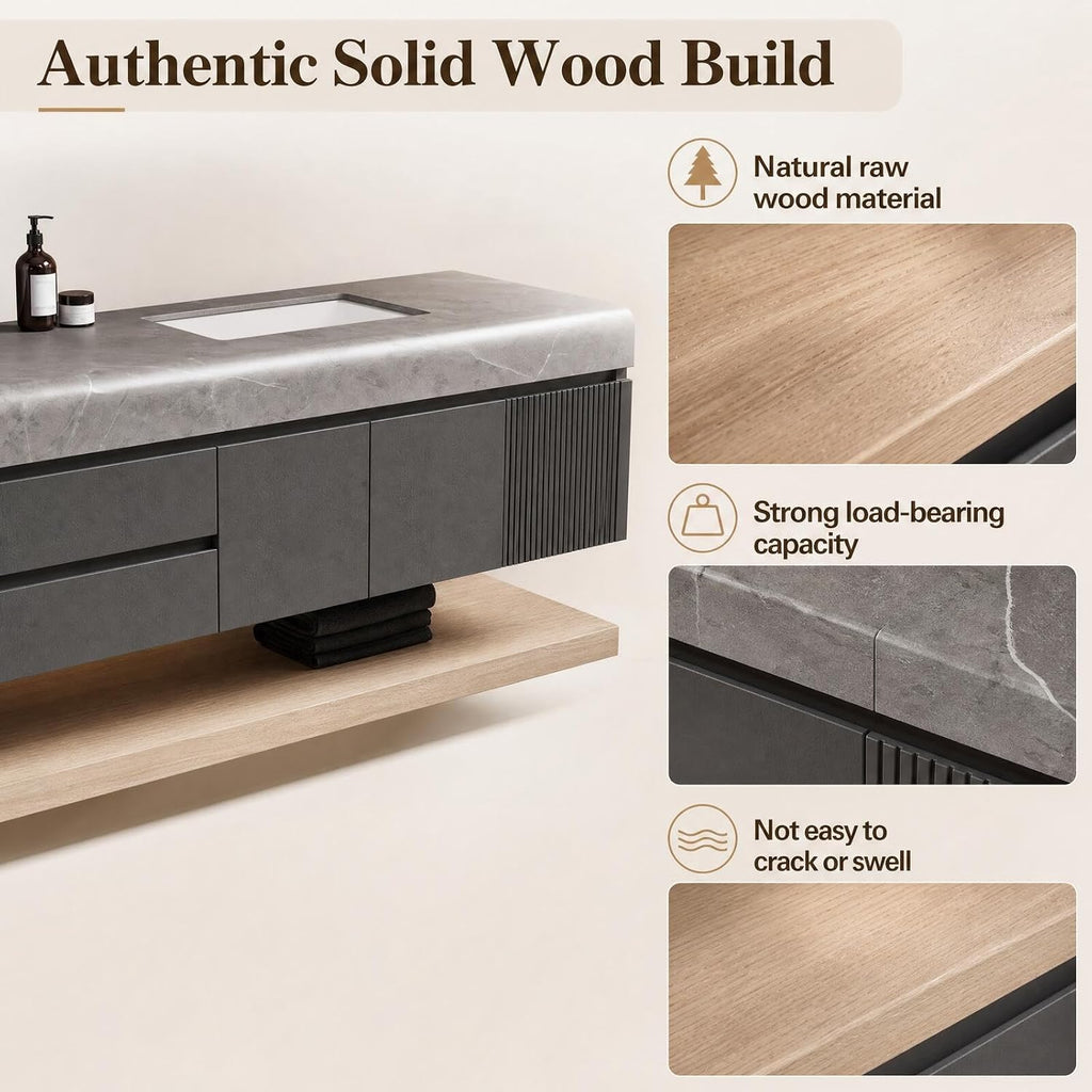 Modern Bathroom Vanity with Double Sink Hidden Handle(88in)