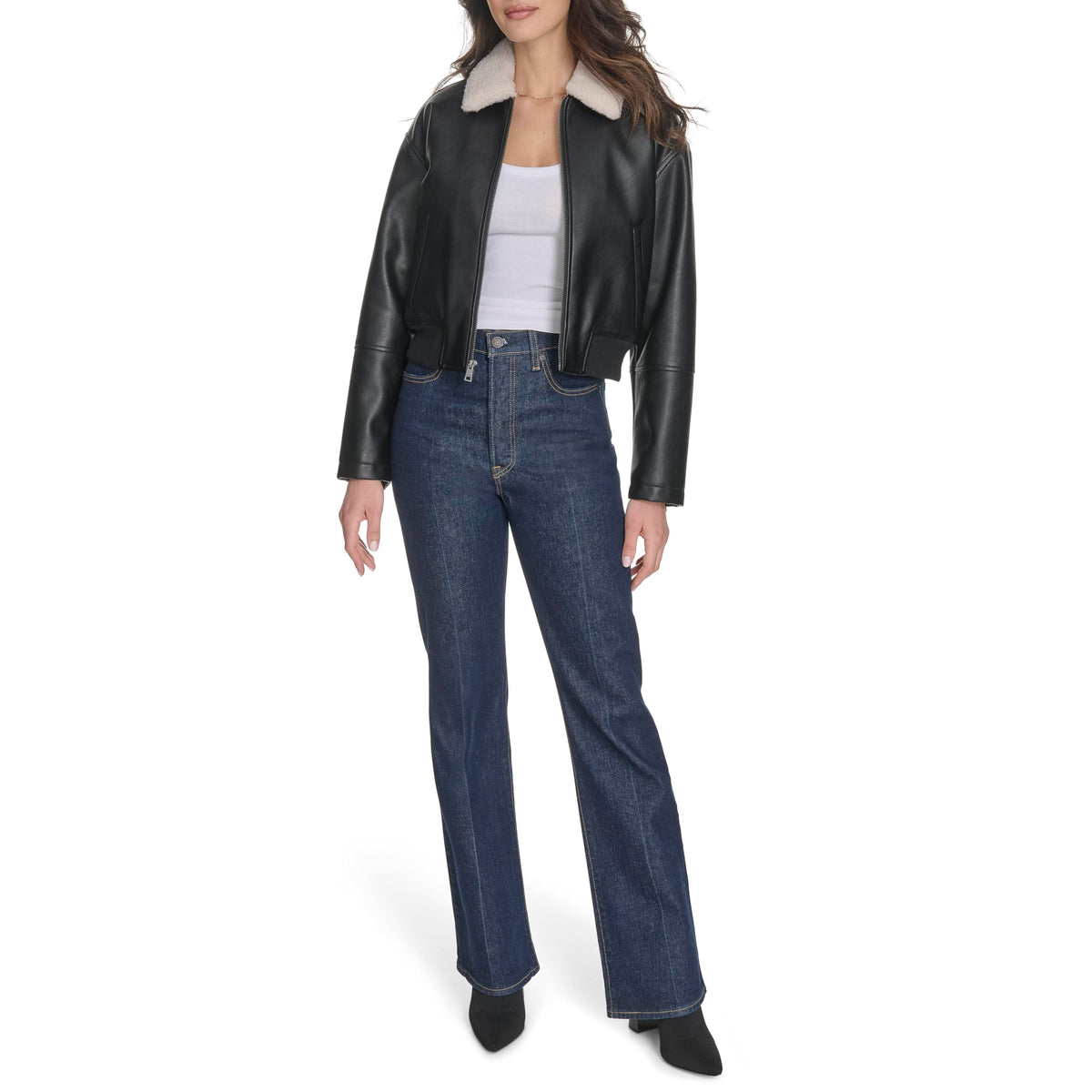Levi's Women's Faux Leather Bomber With Laydown Collar
