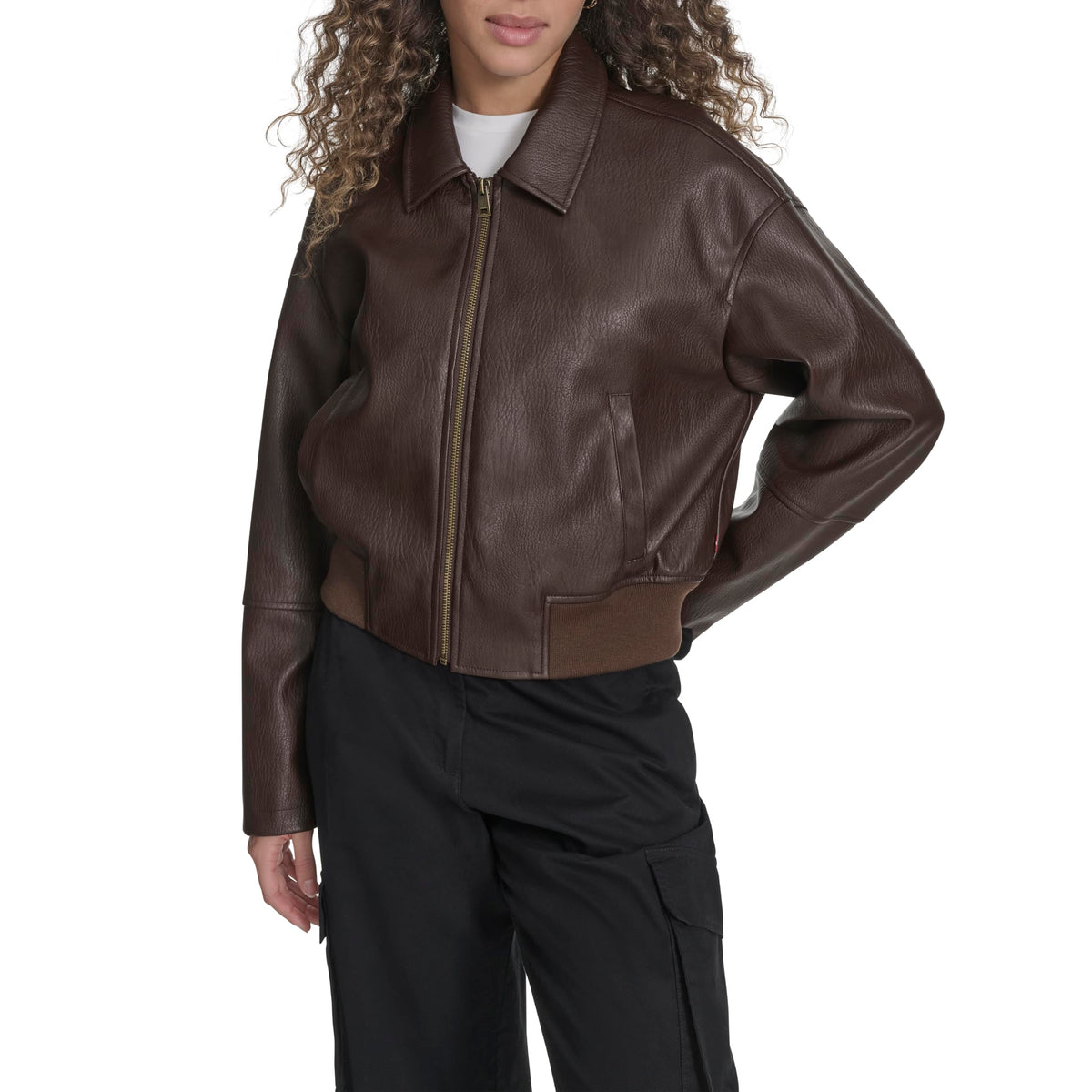 Levi's Women's Faux Leather Bomber With Laydown Collar