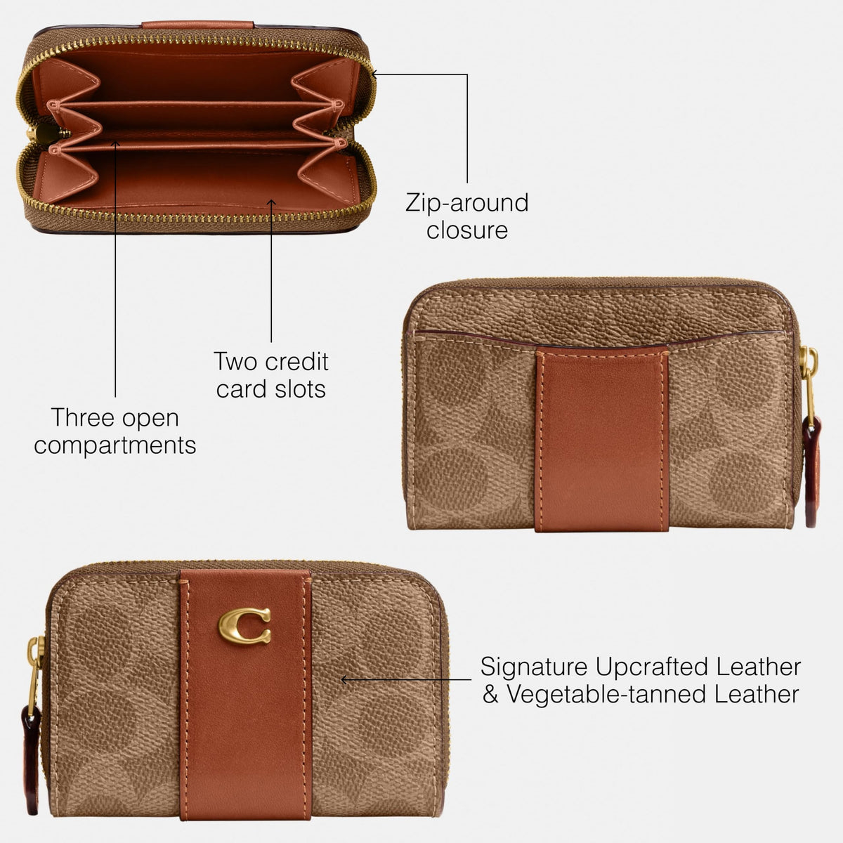Coach Women's Crystal Signature Jacquard Essential Small Card Case, Mushroom, One Size