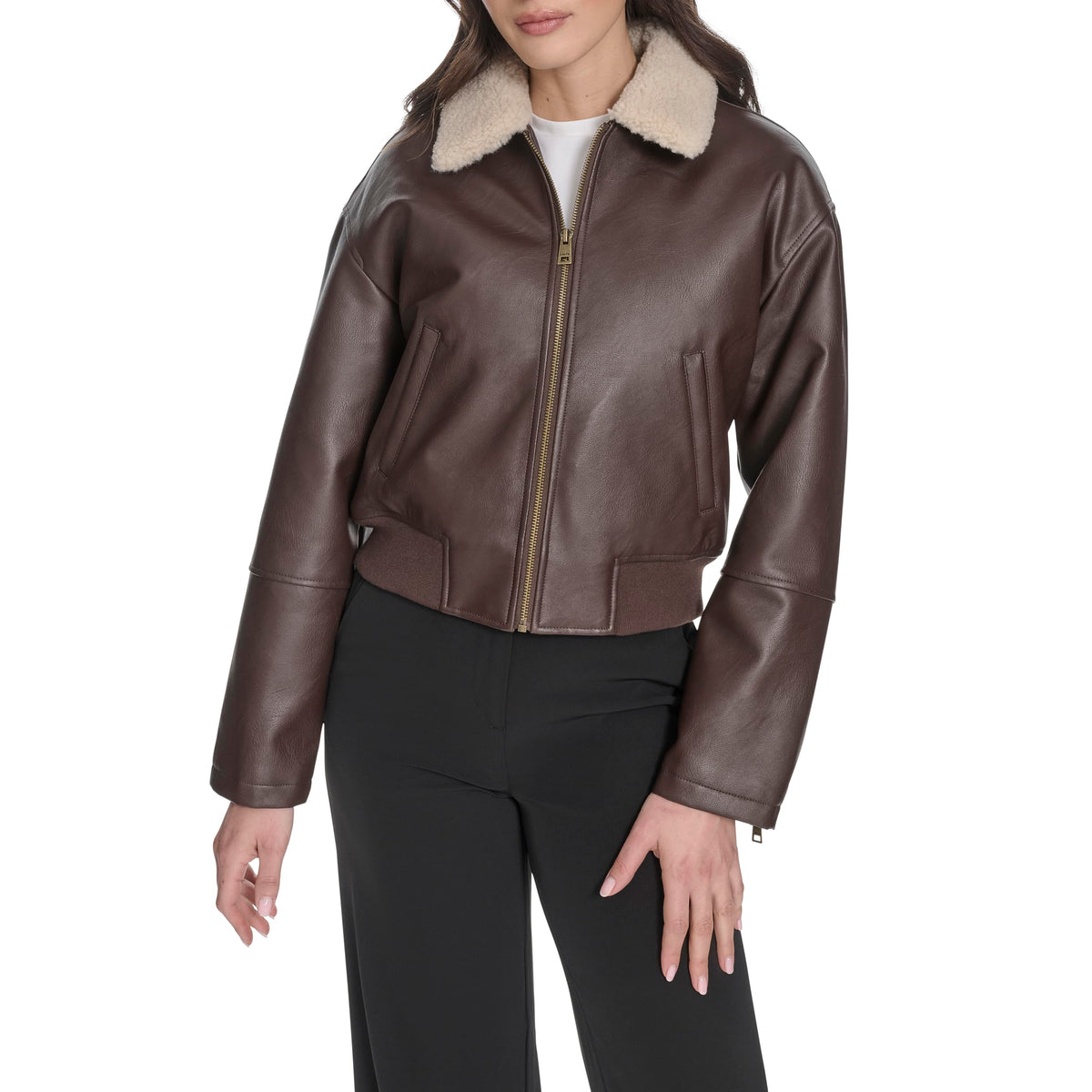 Levi's Women's Faux Leather Bomber With Laydown Collar