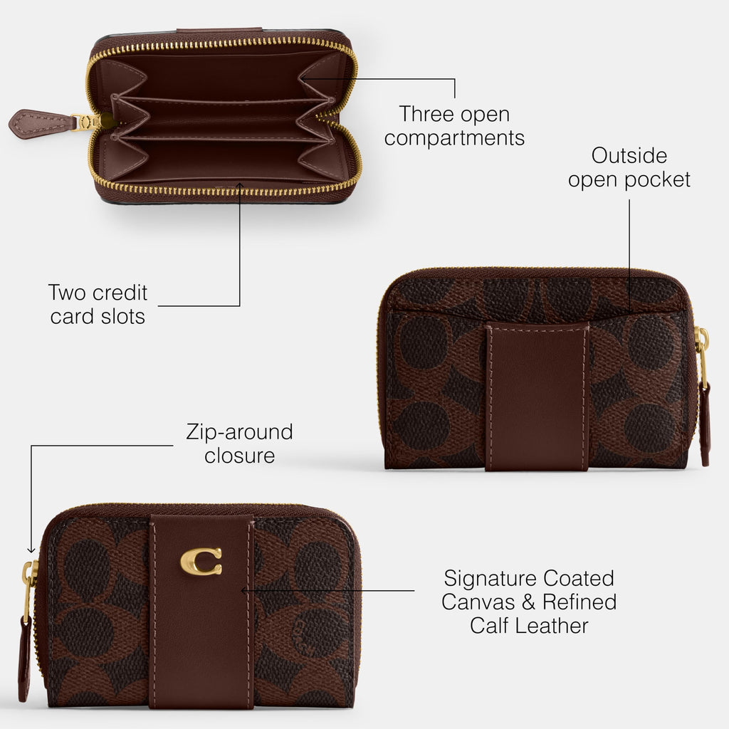 Coach Women's Crystal Signature Jacquard Essential Small Card Case, Mushroom, One Size