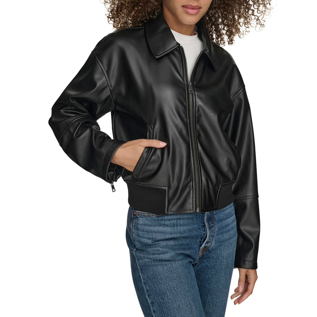 Levi's Women's Faux Leather Bomber With Laydown Collar