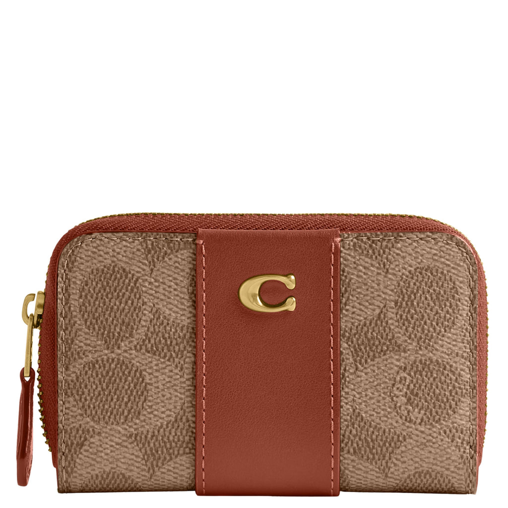 Coach Women's Crystal Signature Jacquard Essential Small Card Case, Mushroom, One Size