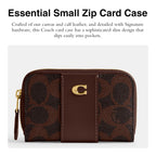 Coach Women's Crystal Signature Jacquard Essential Small Card Case, Mushroom, One Size