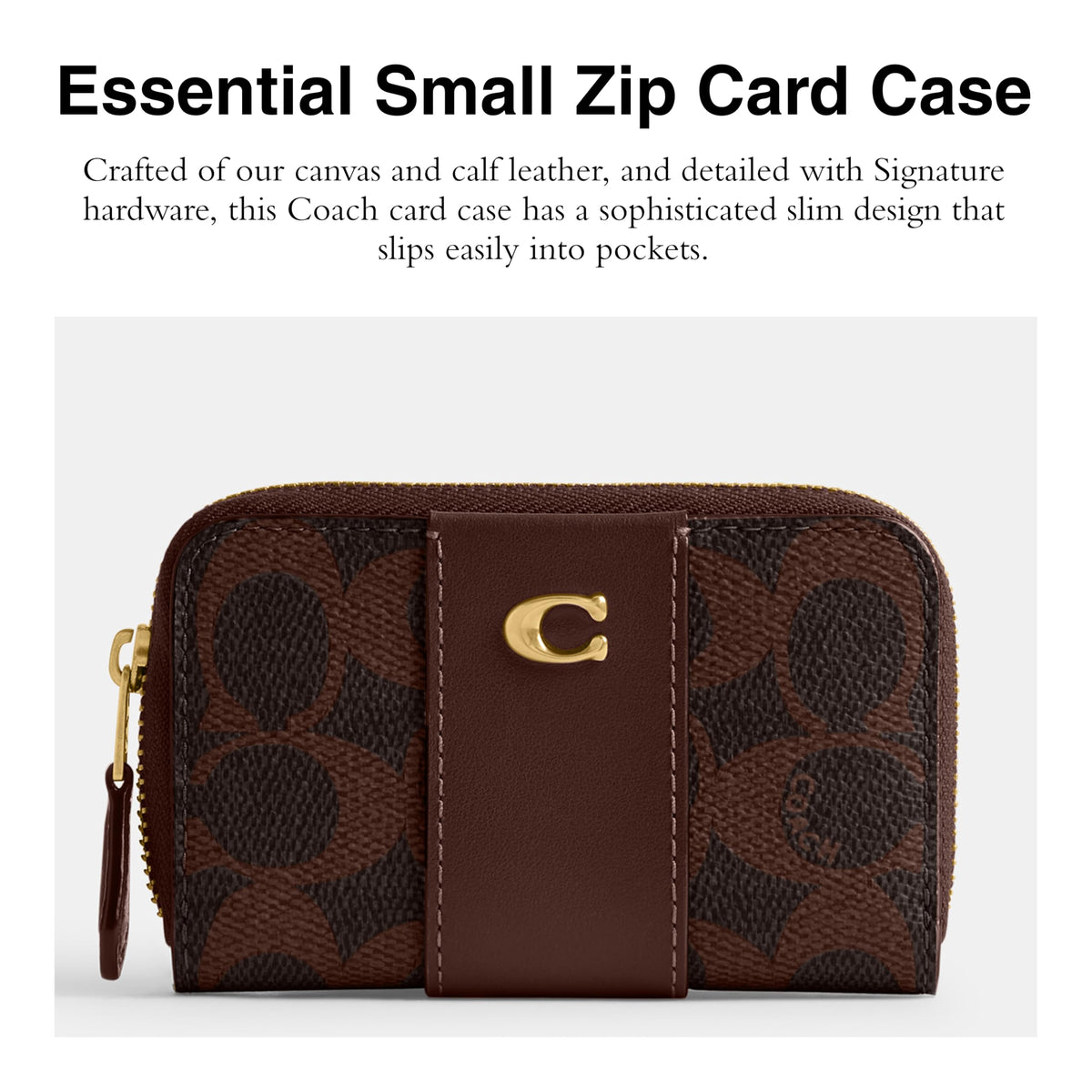 Coach Women's Crystal Signature Jacquard Essential Small Card Case, Mushroom, One Size