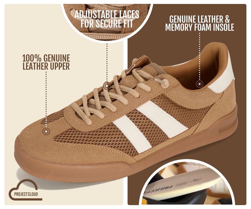 Project Cloud 100% Genuine Leather Sneakers for Men Easy Slip-on Mens Shoes