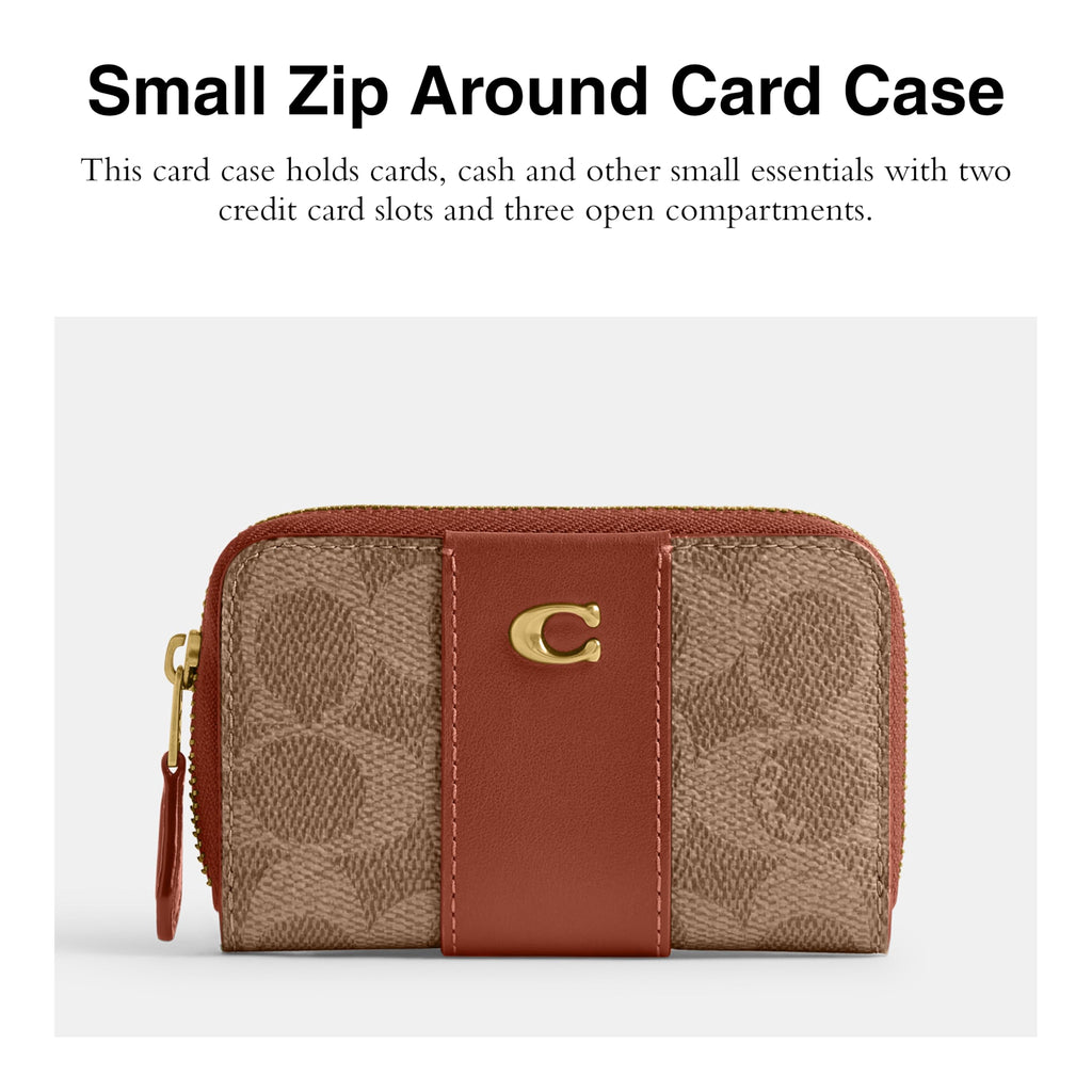 Coach Women's Crystal Signature Jacquard Essential Small Card Case, Mushroom, One Size