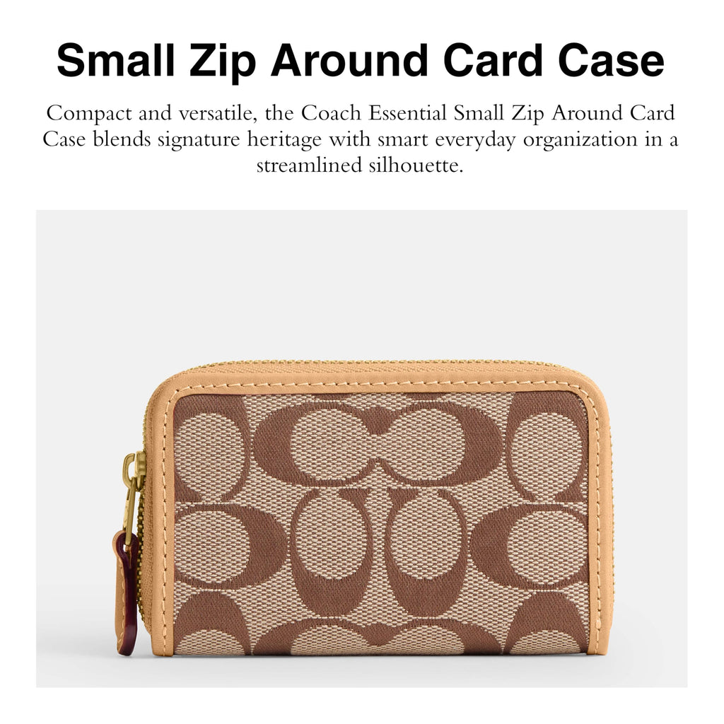 Coach Women's Crystal Signature Jacquard Essential Small Card Case, Mushroom, One Size