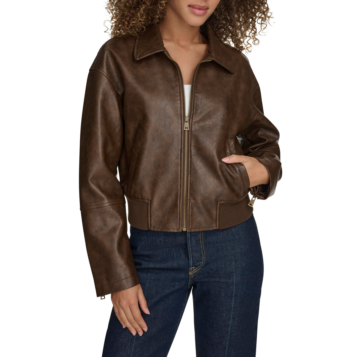 Levi's Women's Faux Leather Bomber With Laydown Collar