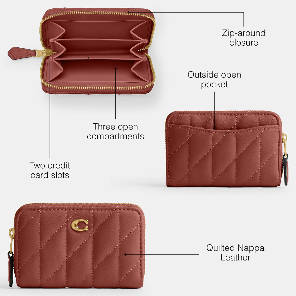 Coach Women's Crystal Signature Jacquard Essential Small Card Case, Mushroom, One Size