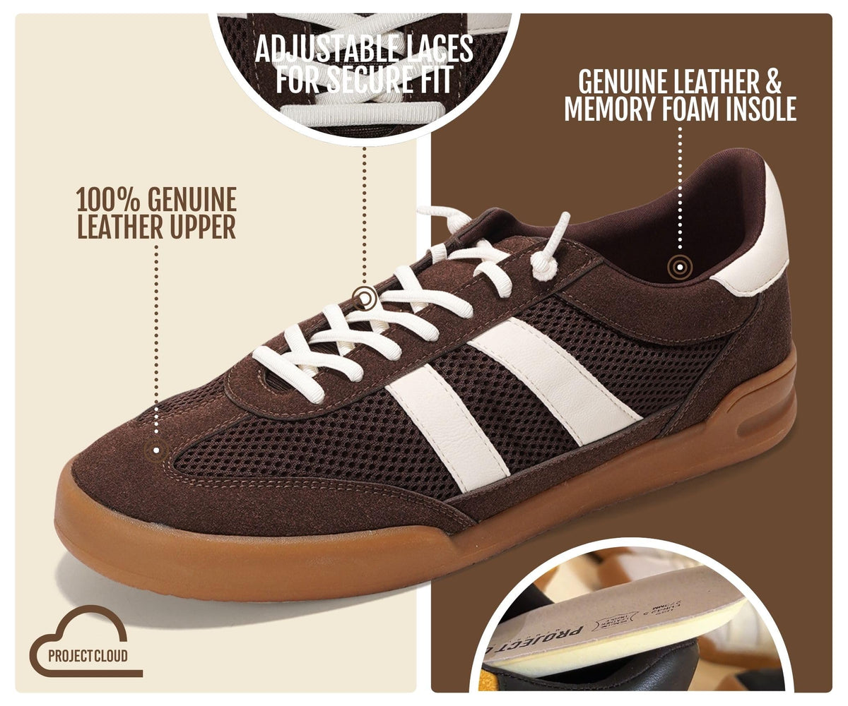 Project Cloud 100% Genuine Leather Sneakers for Men Easy Slip-on Mens Shoes