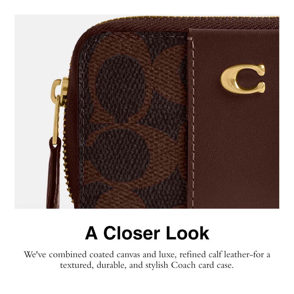 Coach Women's Crystal Signature Jacquard Essential Small Card Case, Mushroom, One Size
