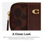 Coach Women's Crystal Signature Jacquard Essential Small Card Case, Mushroom, One Size