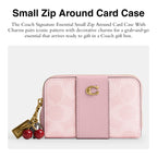 Coach Women's Crystal Signature Jacquard Essential Small Card Case, Mushroom, One Size