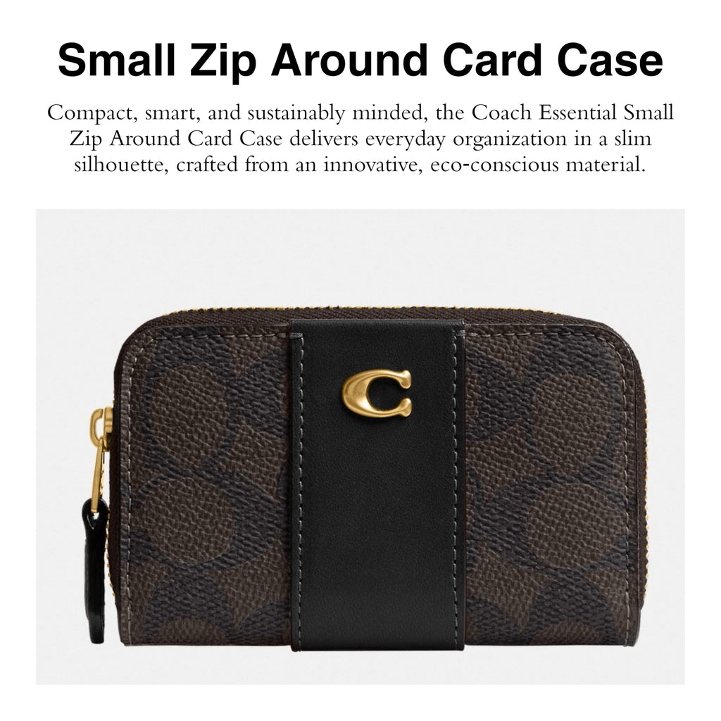 Coach Women's Crystal Signature Jacquard Essential Small Card Case, Mushroom, One Size