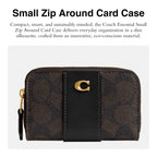 Coach Women's Crystal Signature Jacquard Essential Small Card Case, Mushroom, One Size