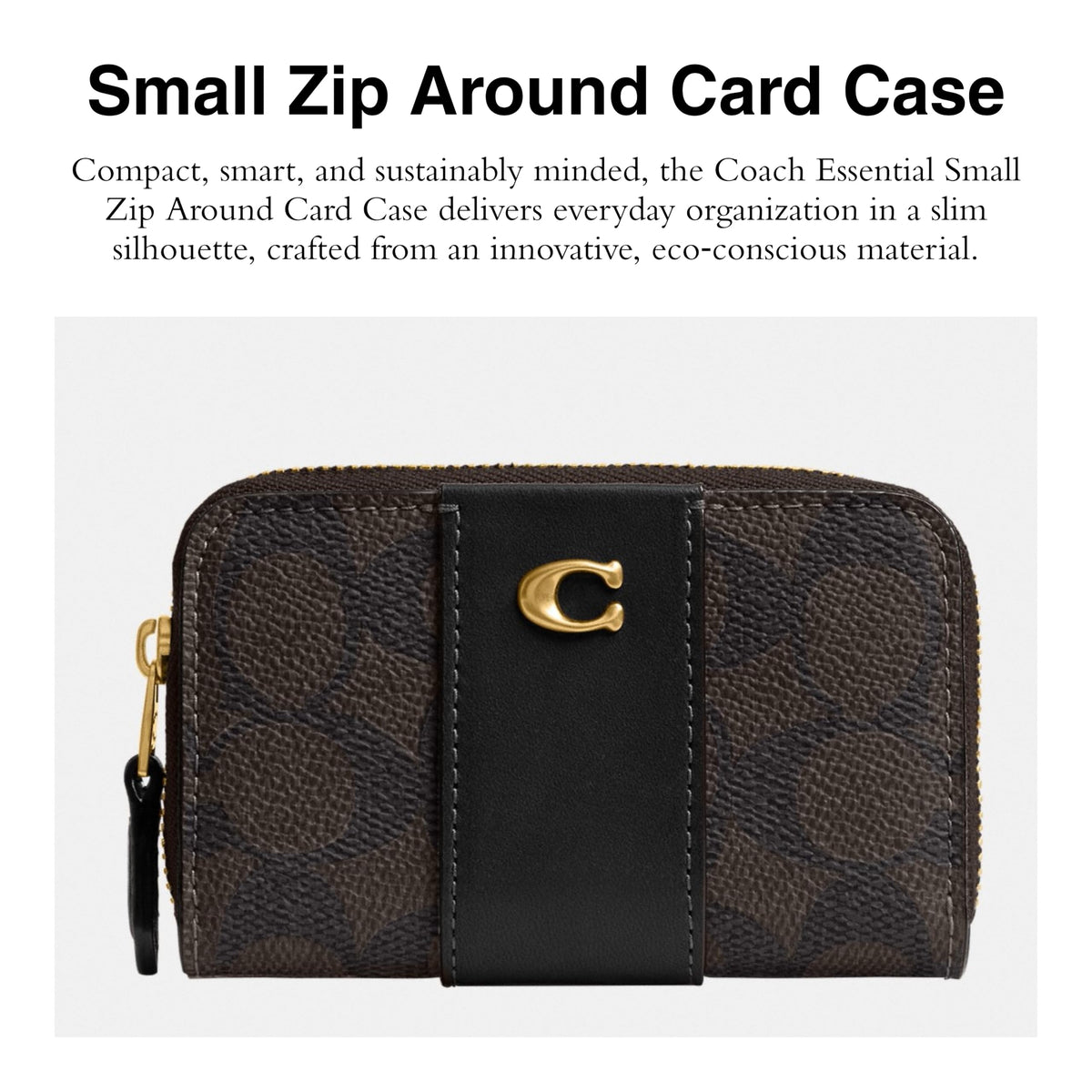 Coach Women's Crystal Signature Jacquard Essential Small Card Case, Mushroom, One Size
