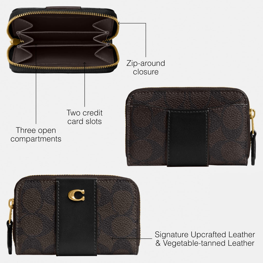 Coach Women's Crystal Signature Jacquard Essential Small Card Case, Mushroom, One Size