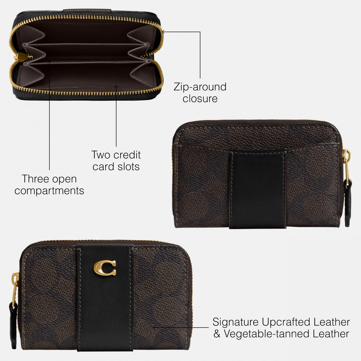 Coach Women's Crystal Signature Jacquard Essential Small Card Case, Mushroom, One Size