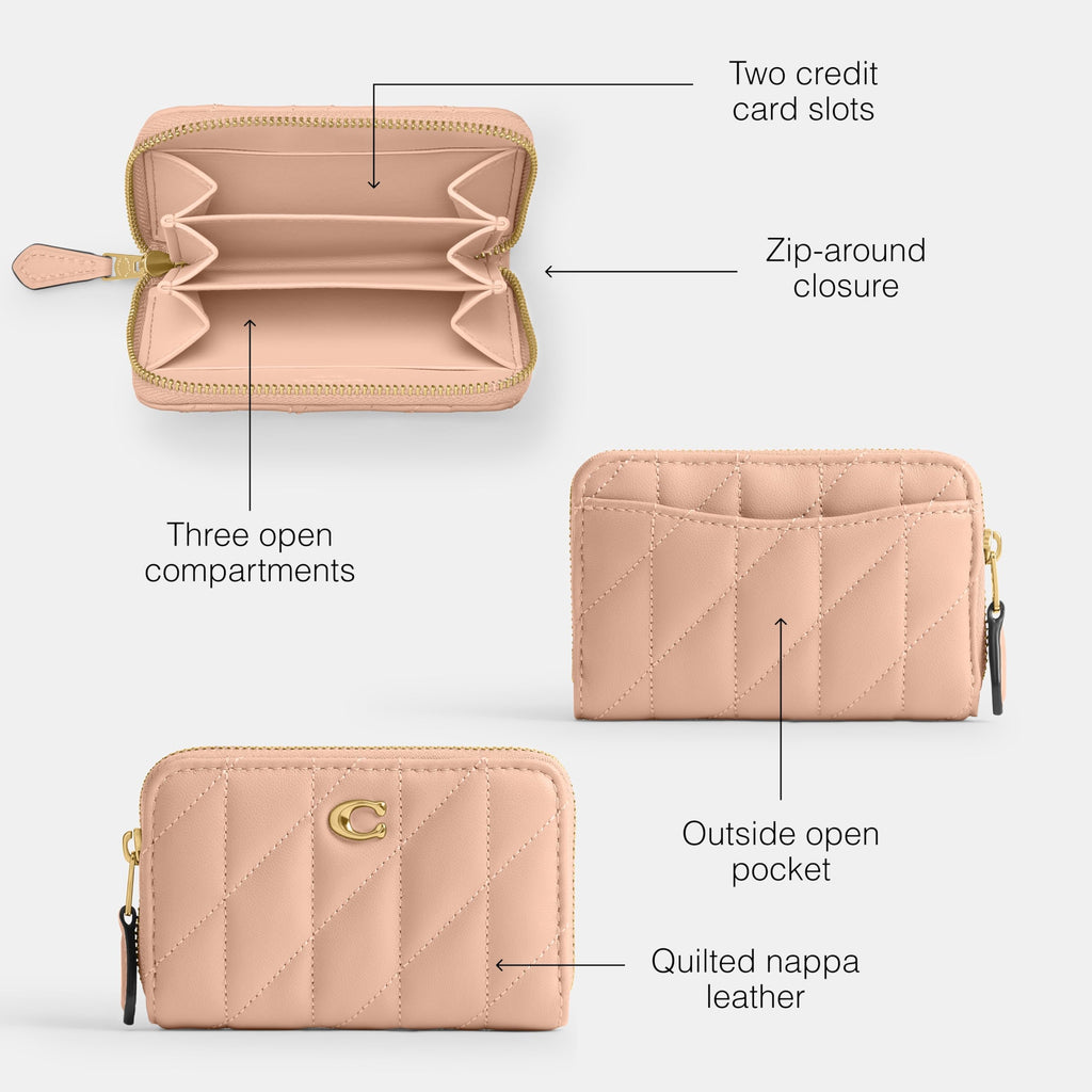 Coach Women's Crystal Signature Jacquard Essential Small Card Case, Mushroom, One Size