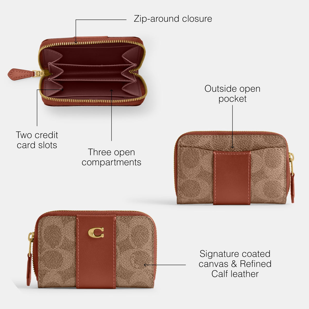 Coach Women's Crystal Signature Jacquard Essential Small Card Case, Mushroom, One Size