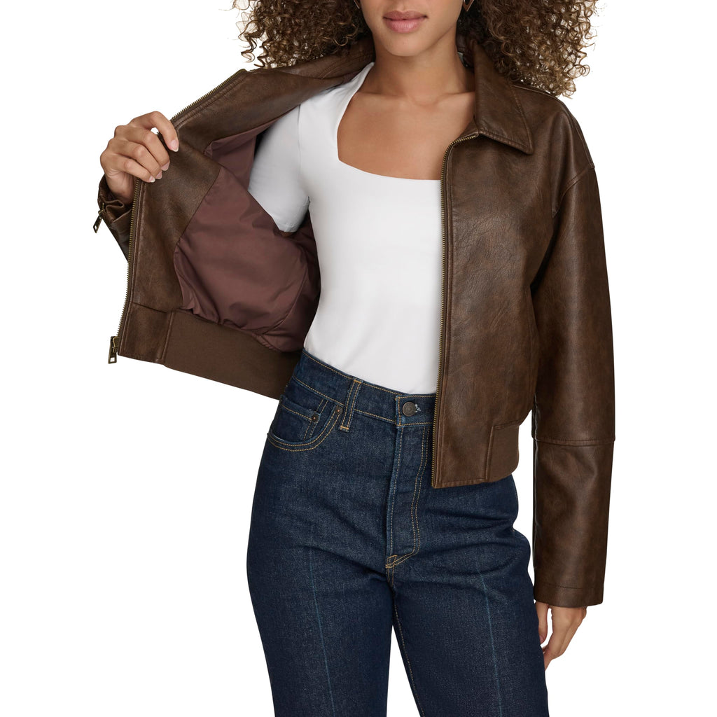 Levi's Women's Faux Leather Bomber With Laydown Collar