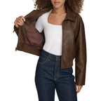 Levi's Women's Faux Leather Bomber With Laydown Collar