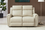 Brown Top Grain Leather Power Recliner Sofa Couch Set with USB Port.