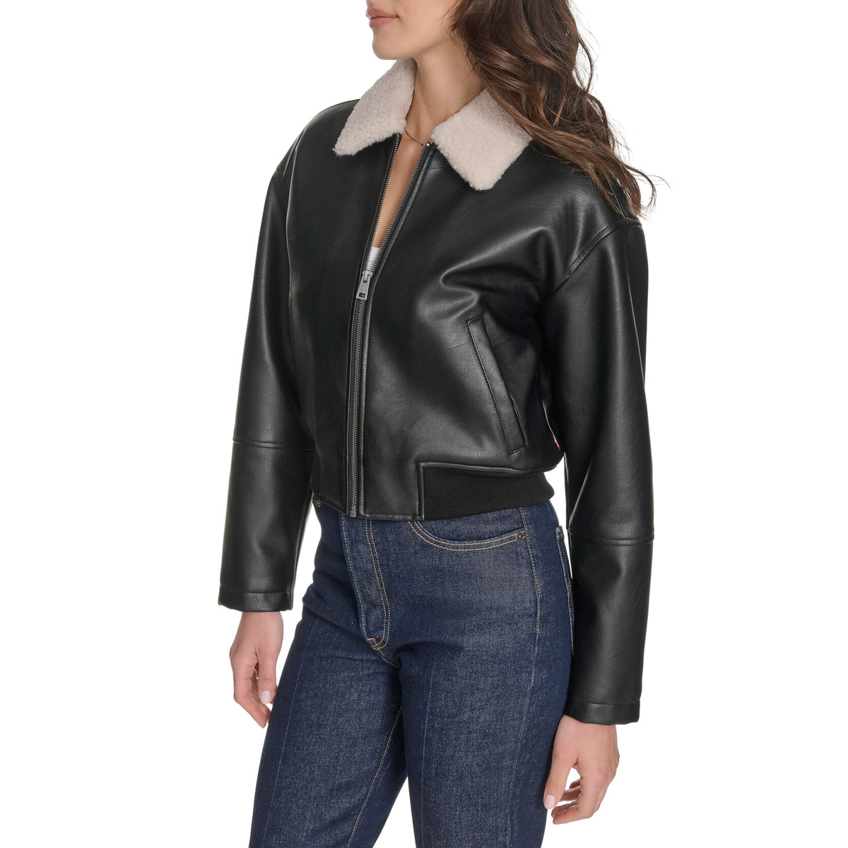 Levi's Women's Faux Leather Bomber With Laydown Collar