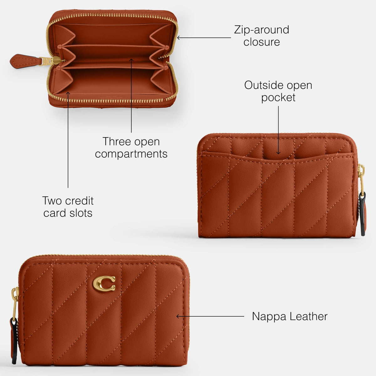 Coach Women's Crystal Signature Jacquard Essential Small Card Case, Mushroom, One Size