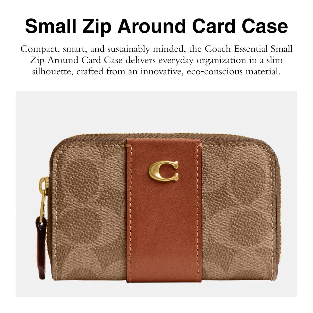 Coach Women's Crystal Signature Jacquard Essential Small Card Case, Mushroom, One Size