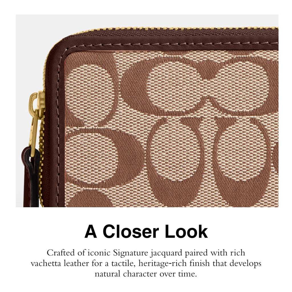 Coach Women's Crystal Signature Jacquard Essential Small Card Case, Mushroom, One Size