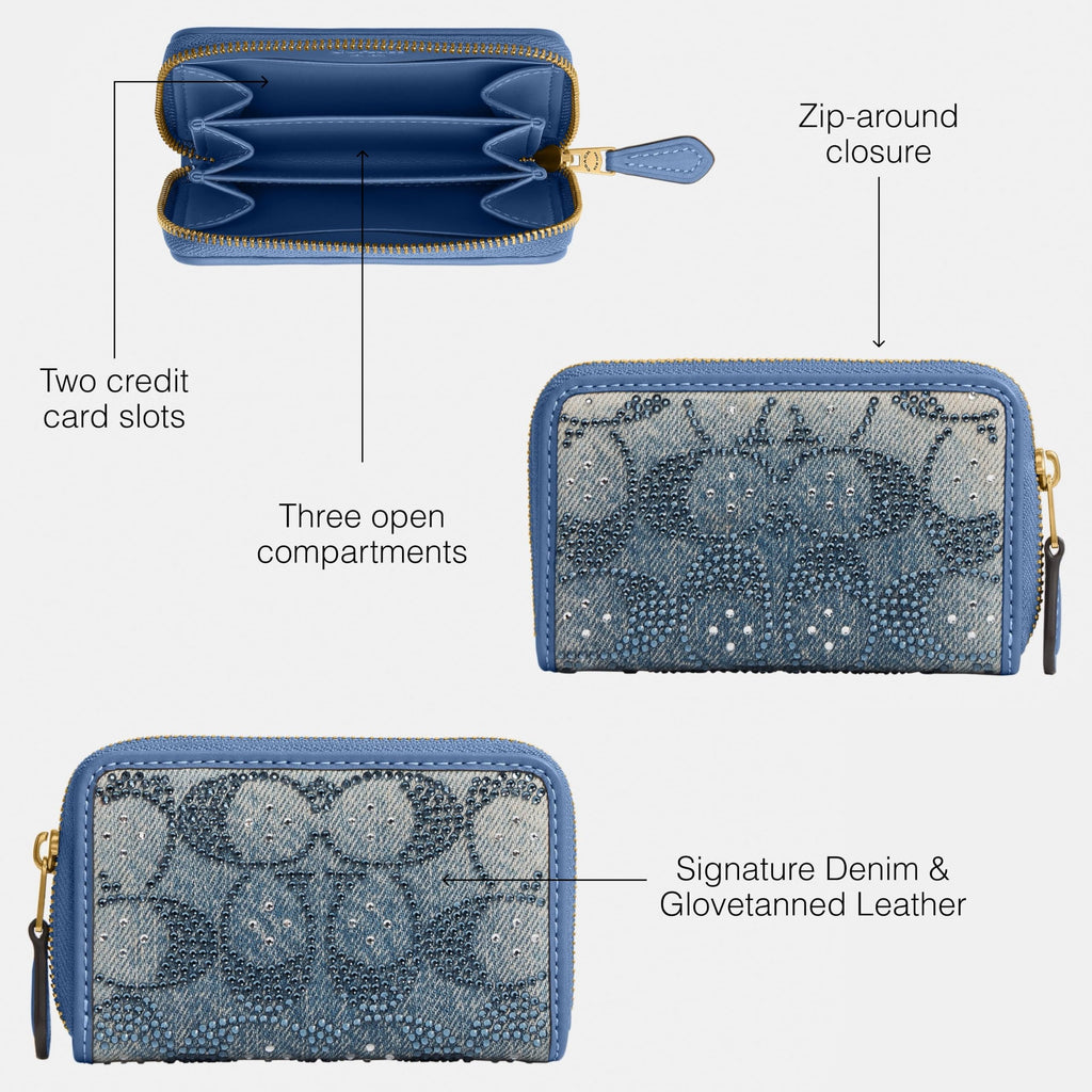Coach Women's Crystal Signature Jacquard Essential Small Card Case, Mushroom, One Size