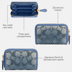 Coach Women's Crystal Signature Jacquard Essential Small Card Case, Mushroom, One Size